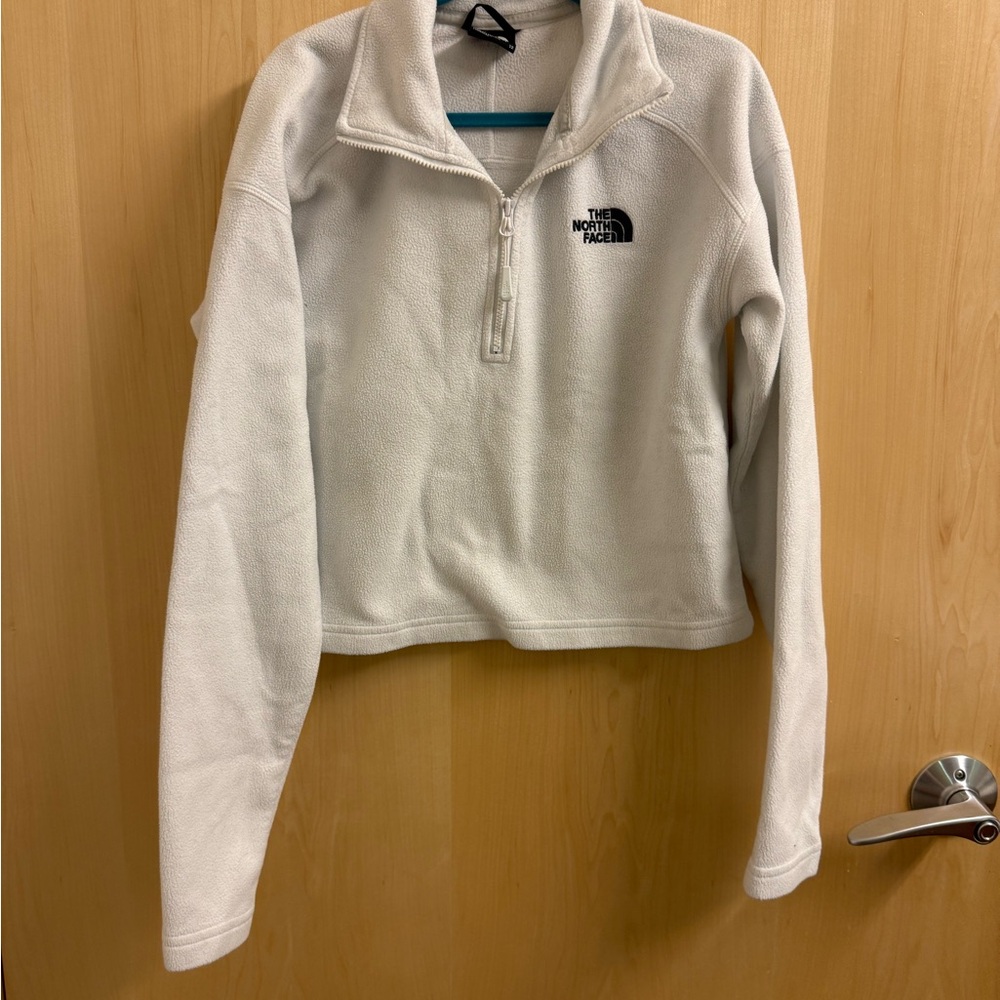 The North Face White Cropped Half-Zip Fleece Pullover
